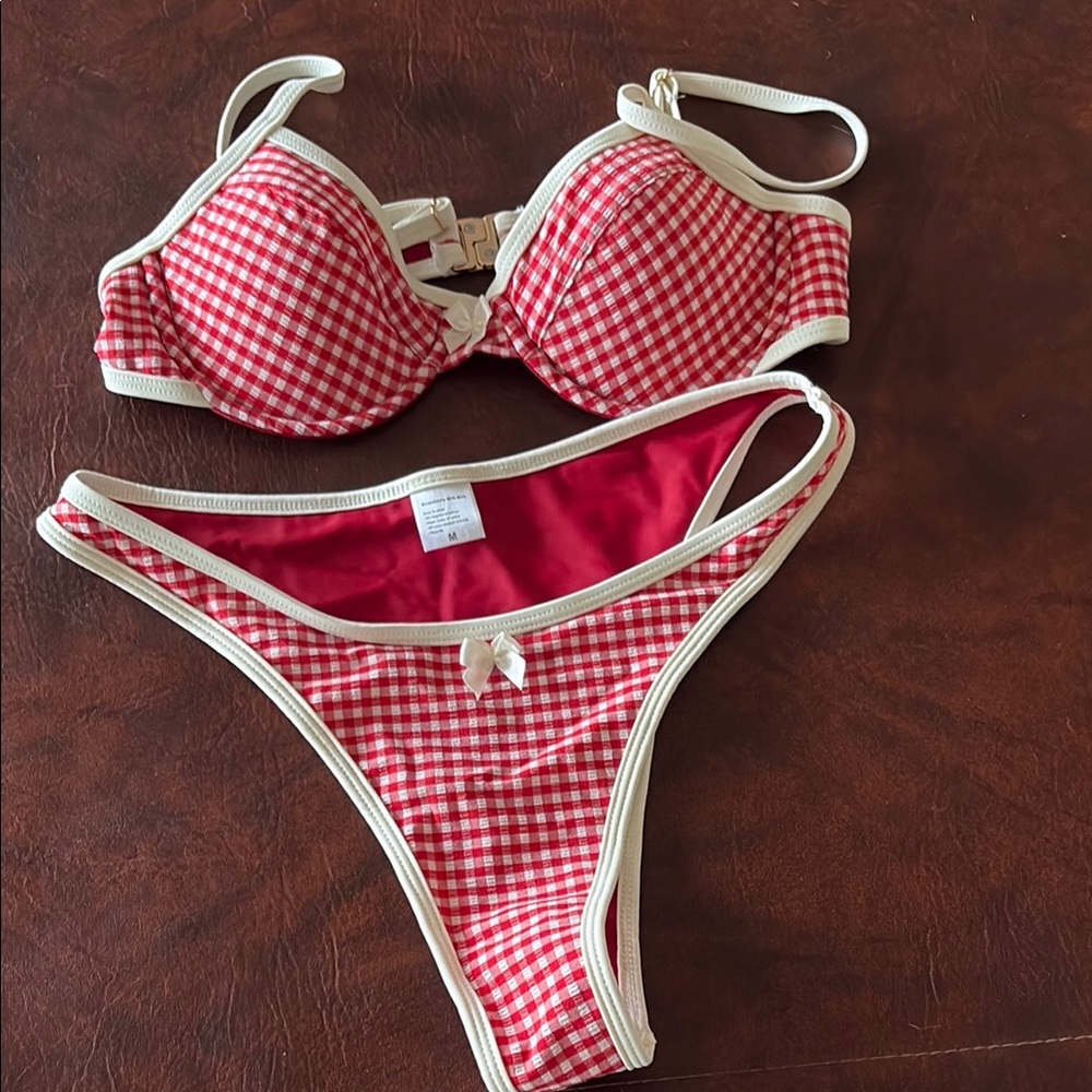 NEVER WORN Red Gingham Bikini Set